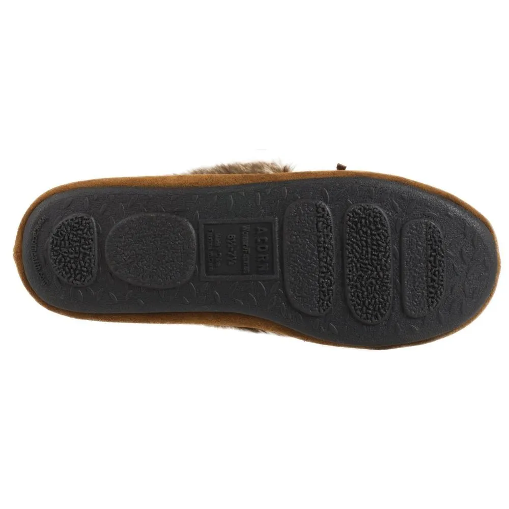 Acorn Women’s Genuine Suede with Faux Fur Moc Slippers