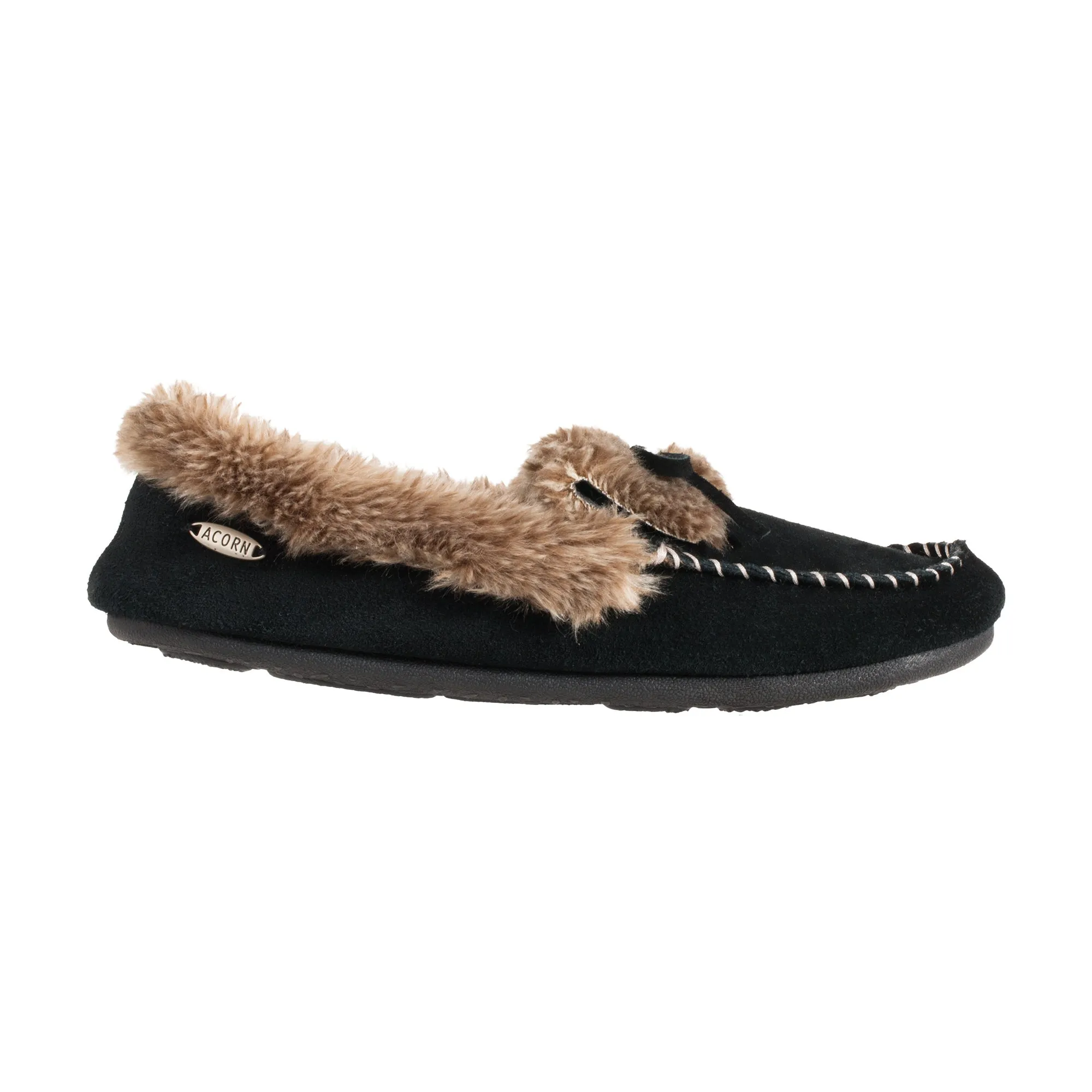 Acorn Women’s Genuine Suede with Faux Fur Moc Slippers