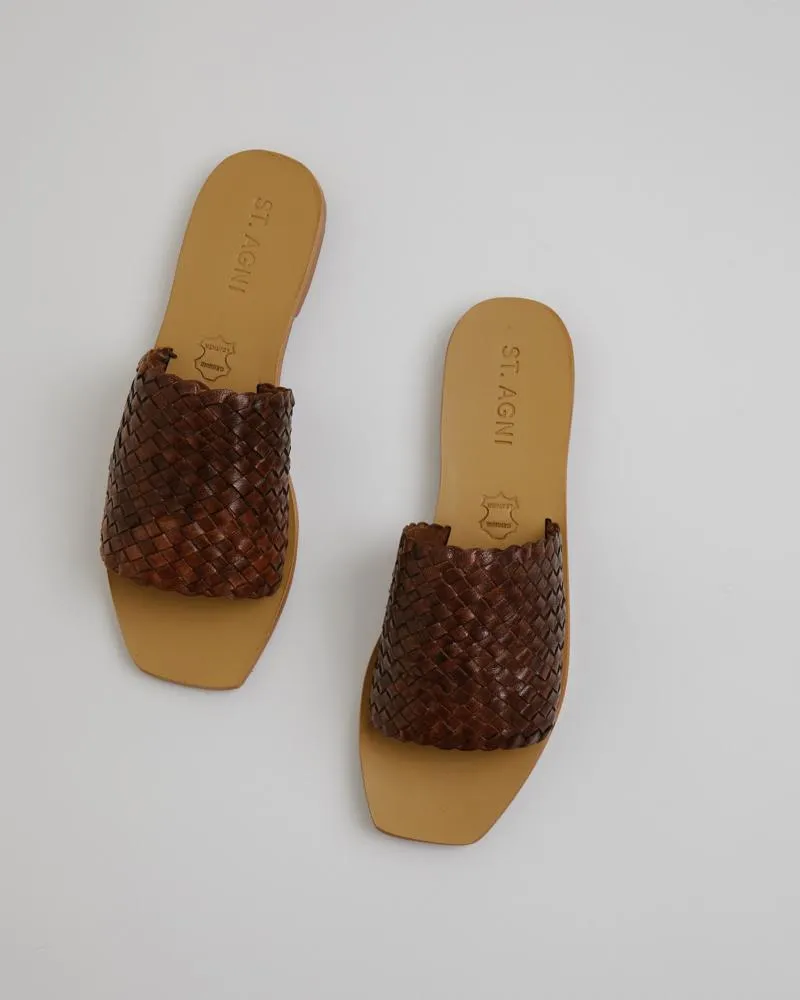Alice Woven Slide in Antique Tan