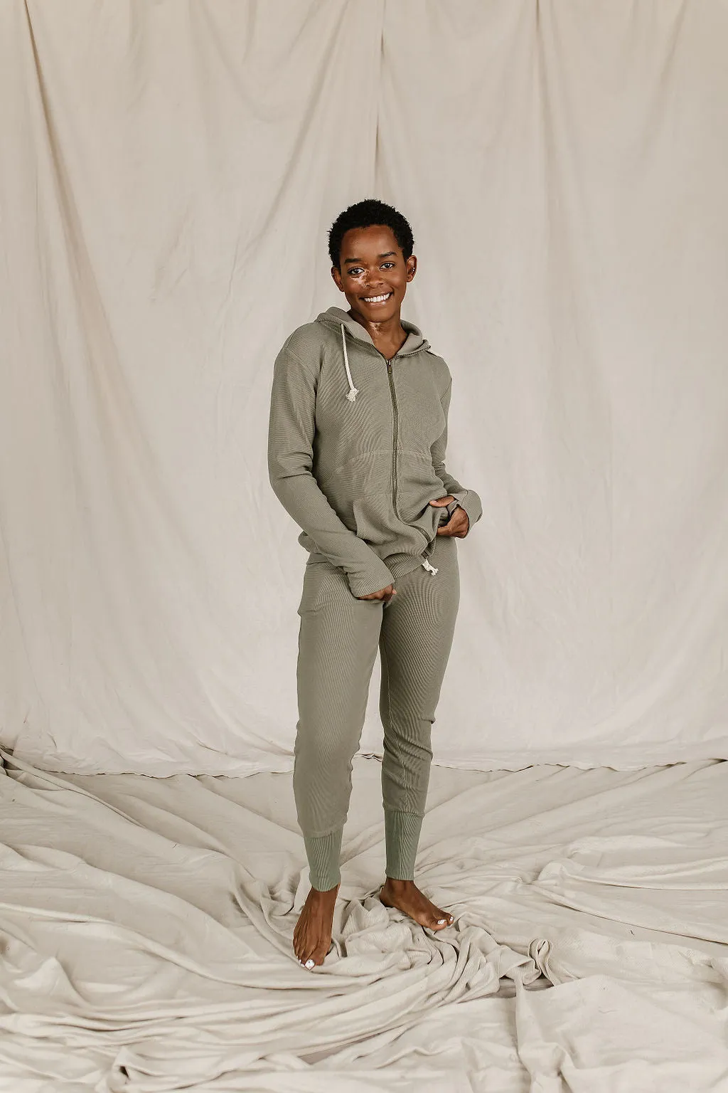 Ampersand Avenue Waffle Knit Joggers- Willow