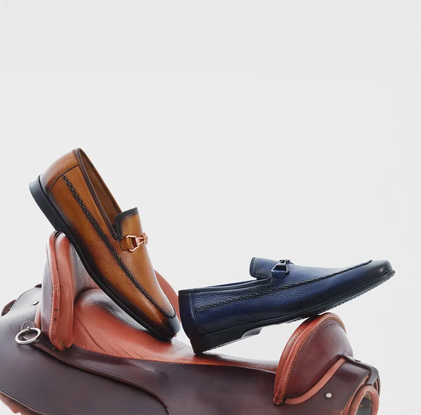 Apron Toe Deerskin Bit Loafer