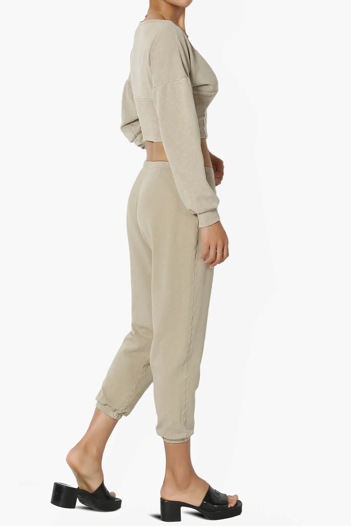 Ashlin Mineral Wash Crop Top & Jogger Pants SET