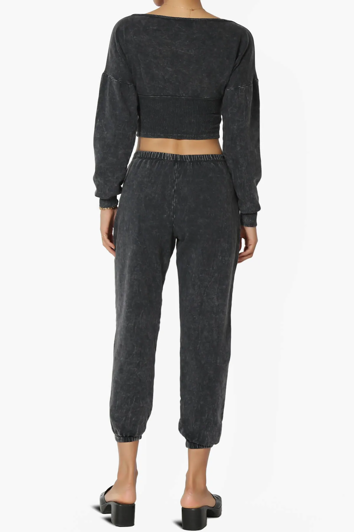 Ashlin Mineral Wash Crop Top & Jogger Pants SET