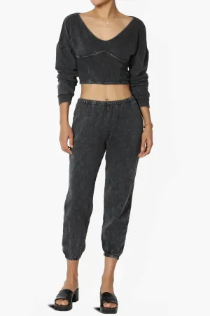 Ashlin Mineral Wash Crop Top & Jogger Pants SET