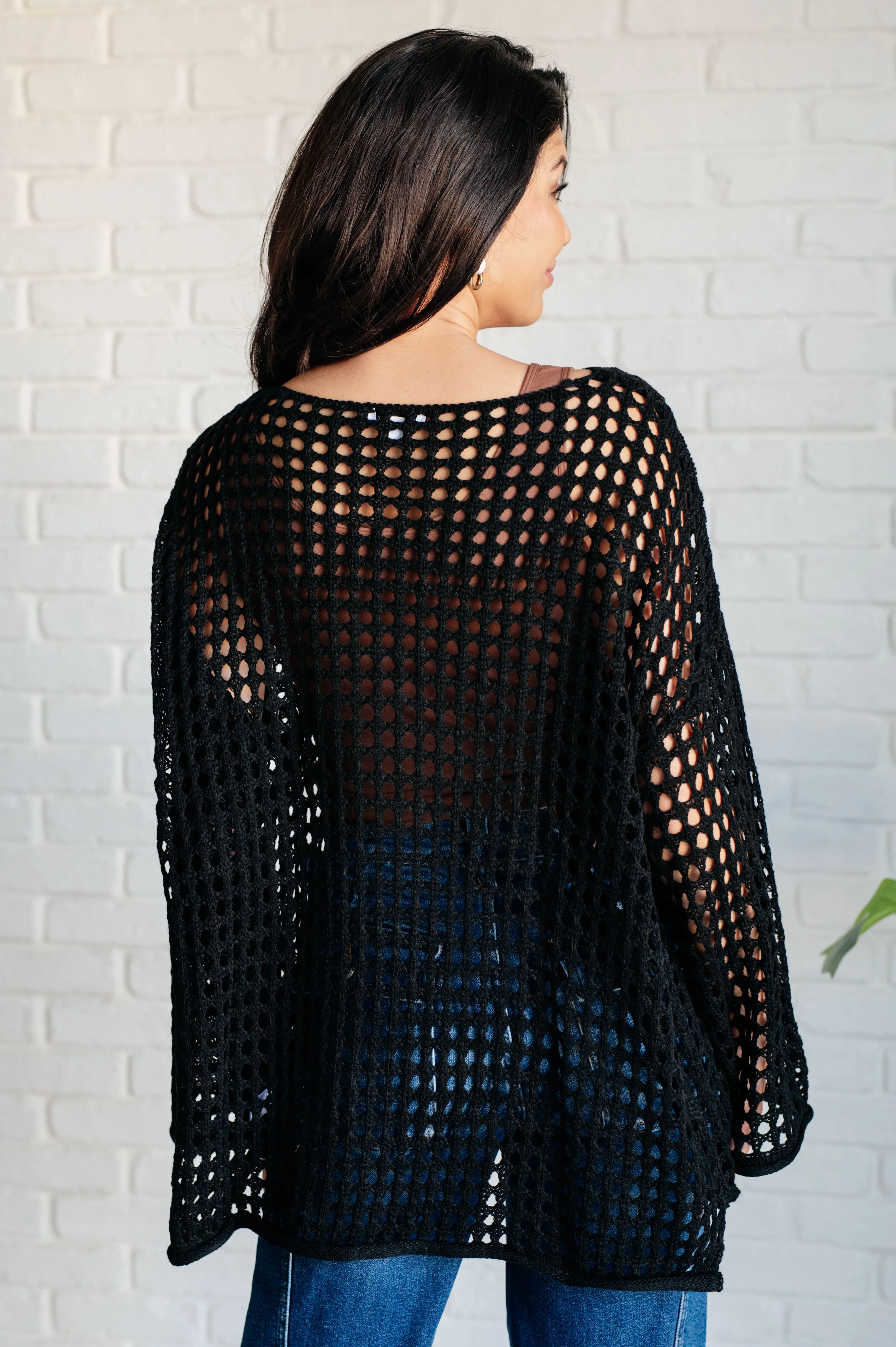 Ask Anyway Fishnet Sweater - White Birch