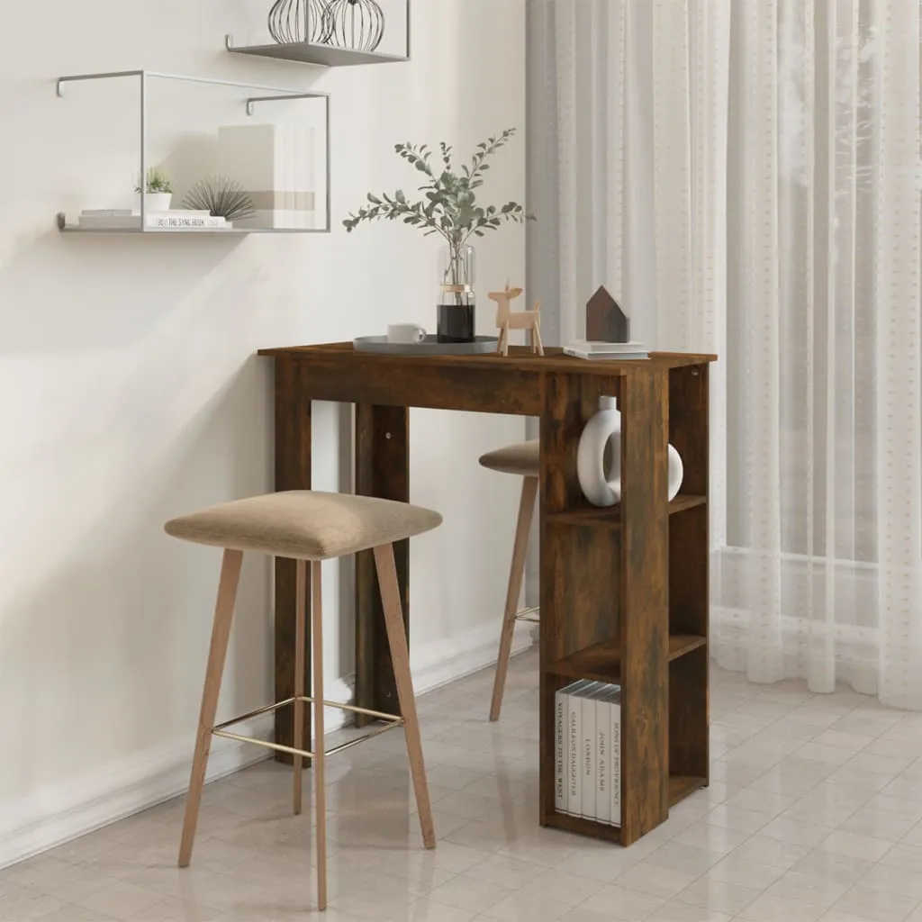 Bar Table with Shelf Smoked Oak 102x50x103.5 cm Chipboard