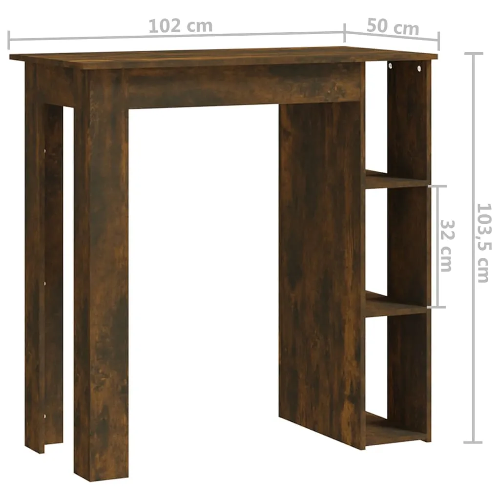 Bar Table with Shelf Smoked Oak 102x50x103.5 cm Chipboard