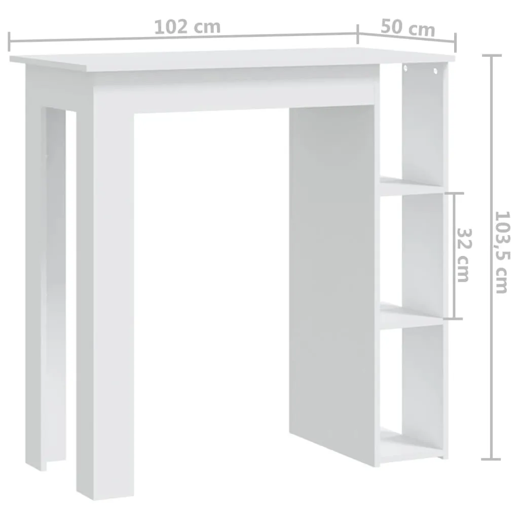 Bar Table with Shelf White 102x50x103.5 cm Chipboard