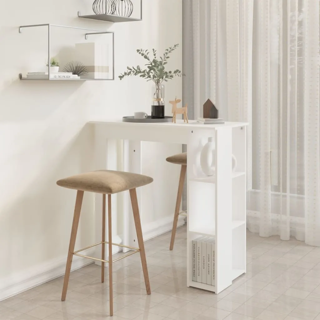 Bar Table with Shelf White 102x50x103.5 cm Chipboard