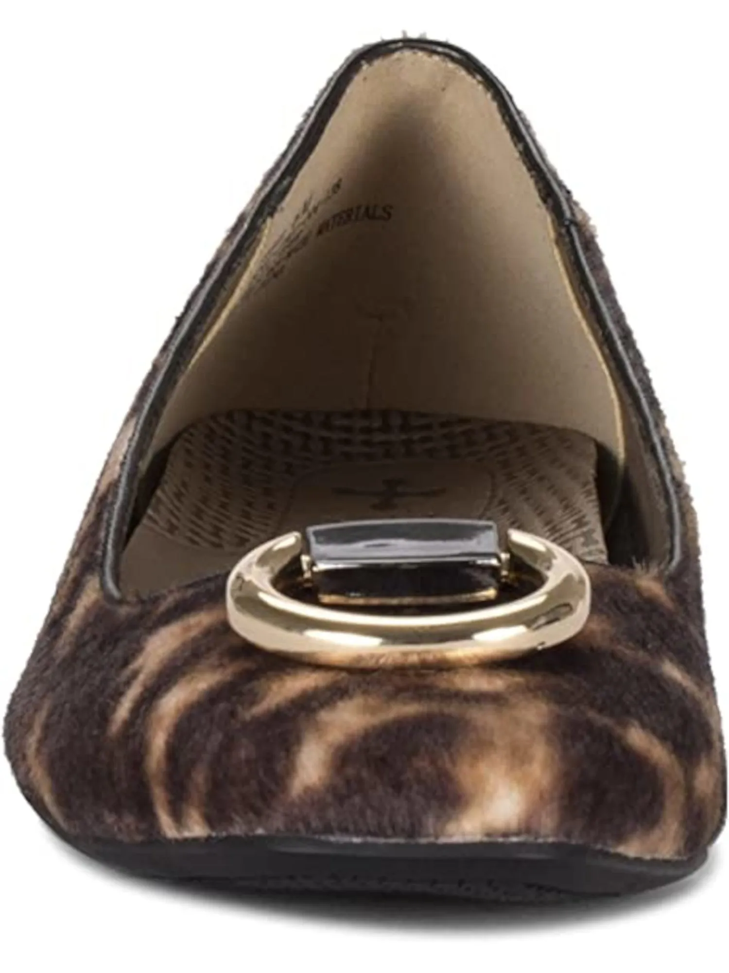 BARETRAPS Womens Brown Exotic Animal Shiny Metal Ring Ornament Perrie Square Toe Slip On Flats Shoes M