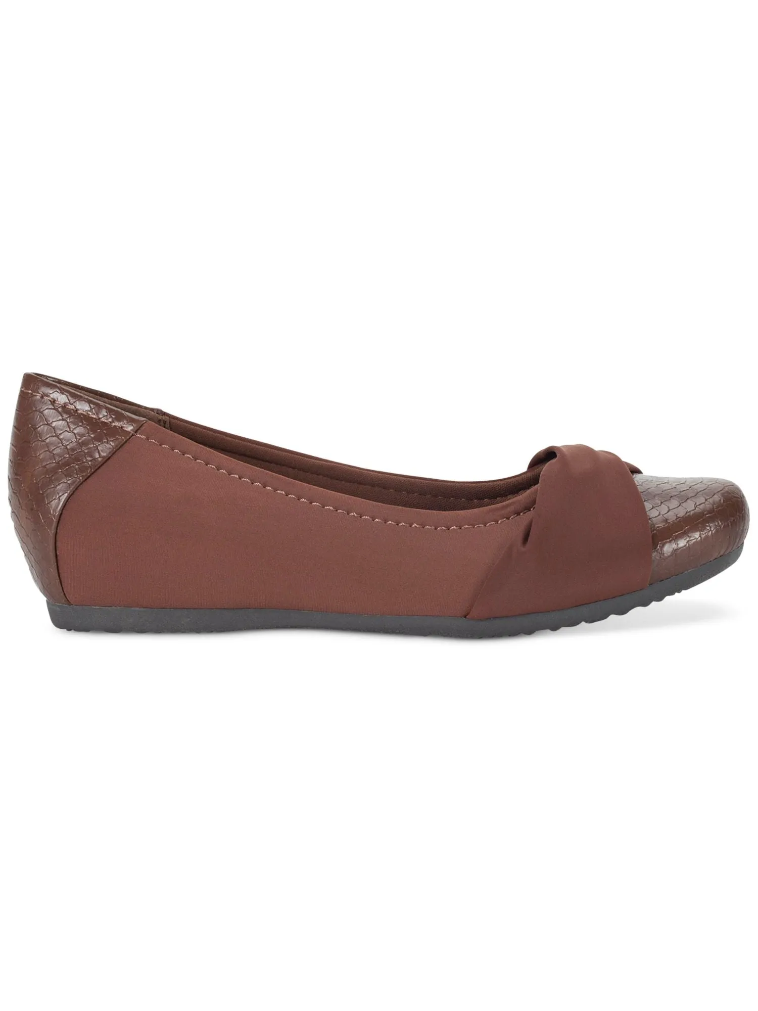 BARETRAPS Womens Brown Mixed Media Flexible Cushioned Lightweight Mitsy Round Toe Slip On Ballet Flats M