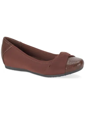BARETRAPS Womens Brown Mixed Media Flexible Cushioned Lightweight Mitsy Round Toe Slip On Ballet Flats M
