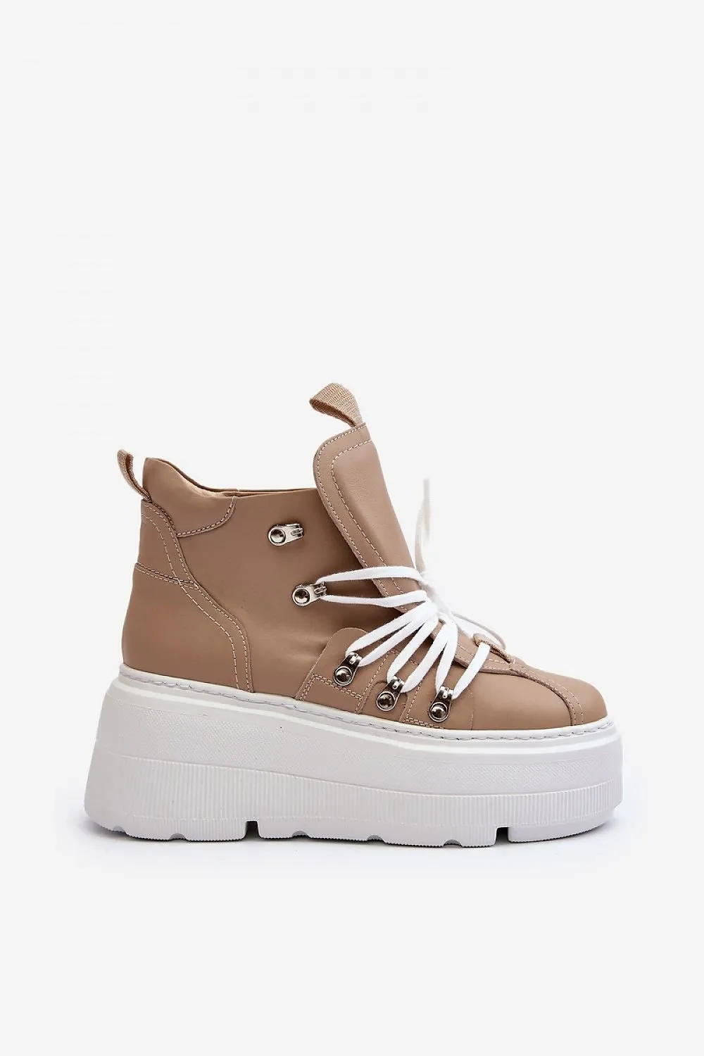 Beige Spring Style Natural Leather Trainers