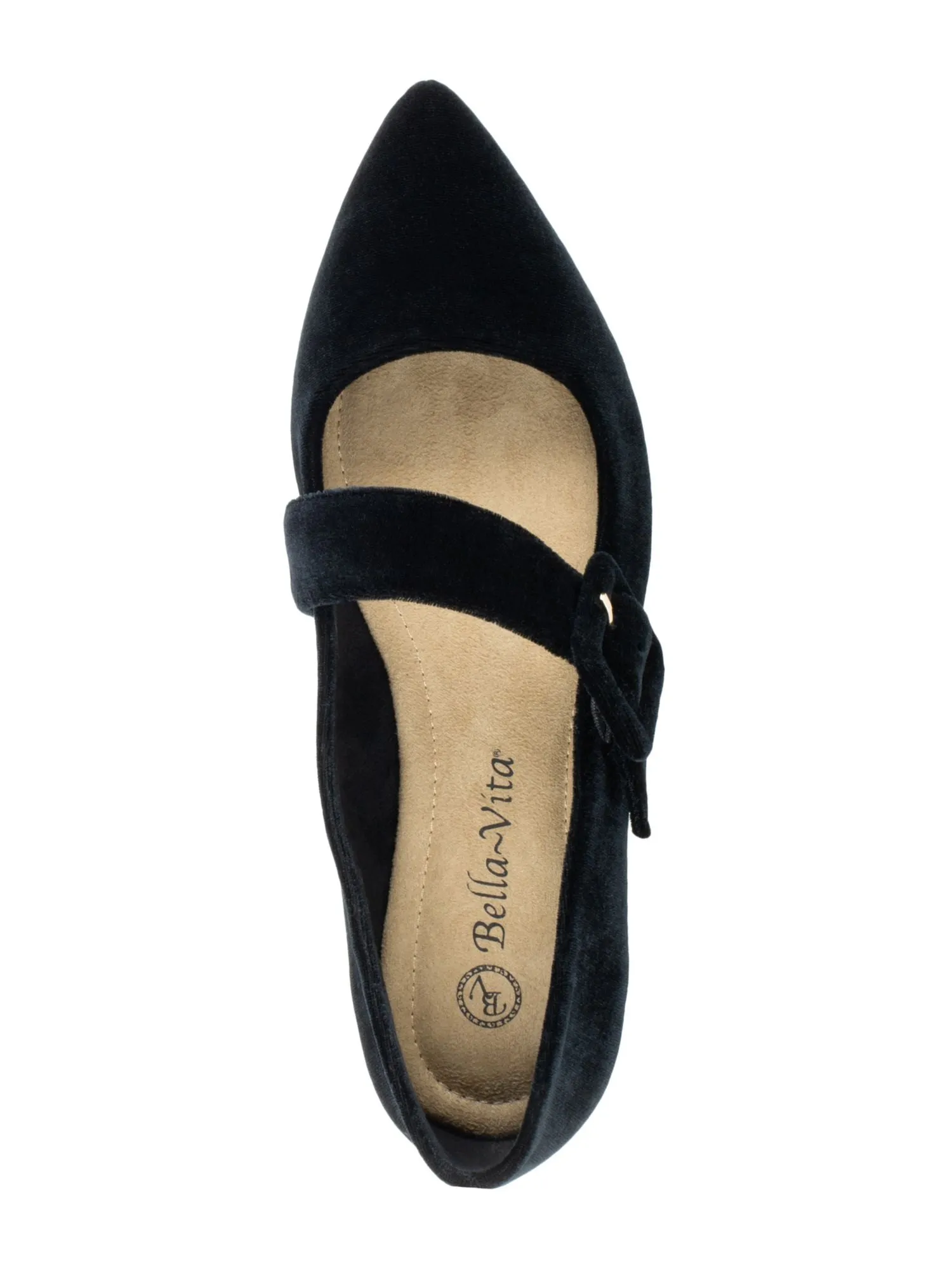 BELLA VITA Womens Black Mary Jane Padded Virginia Ii Pointed Toe Buckle Flats Shoes N