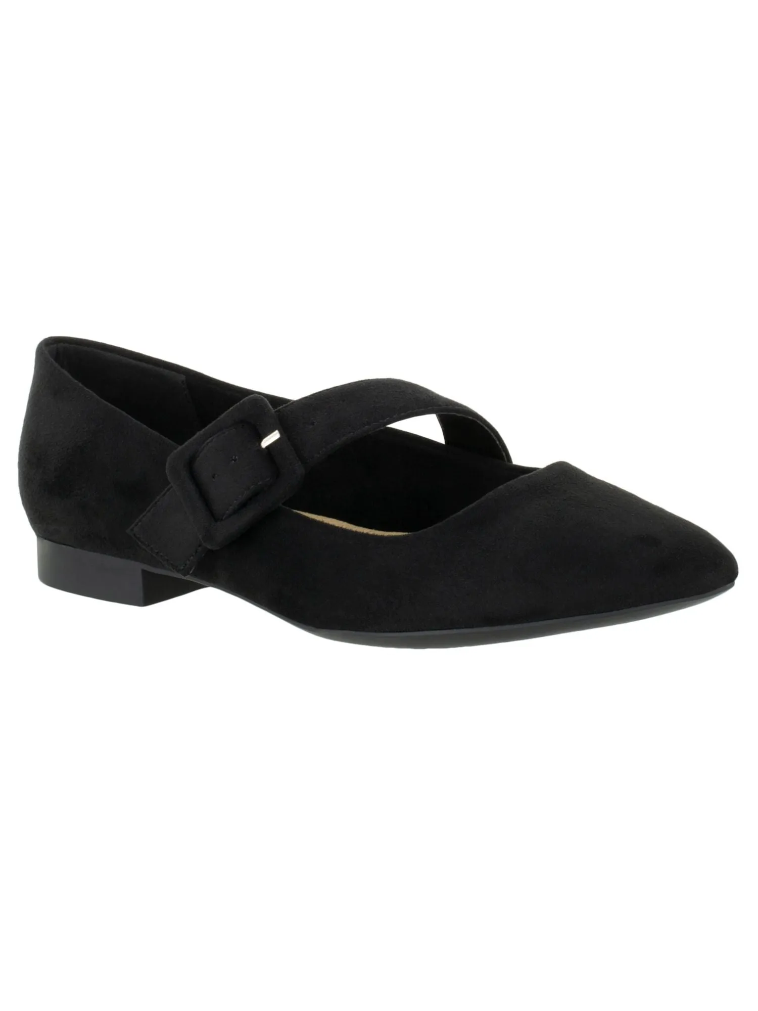 BELLA VITA Womens Black Mary Jane Padded Virginia Ii Pointed Toe Buckle Flats Shoes N