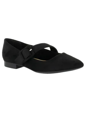 BELLA VITA Womens Black Mary Jane Padded Virginia Ii Pointed Toe Buckle Flats Shoes N