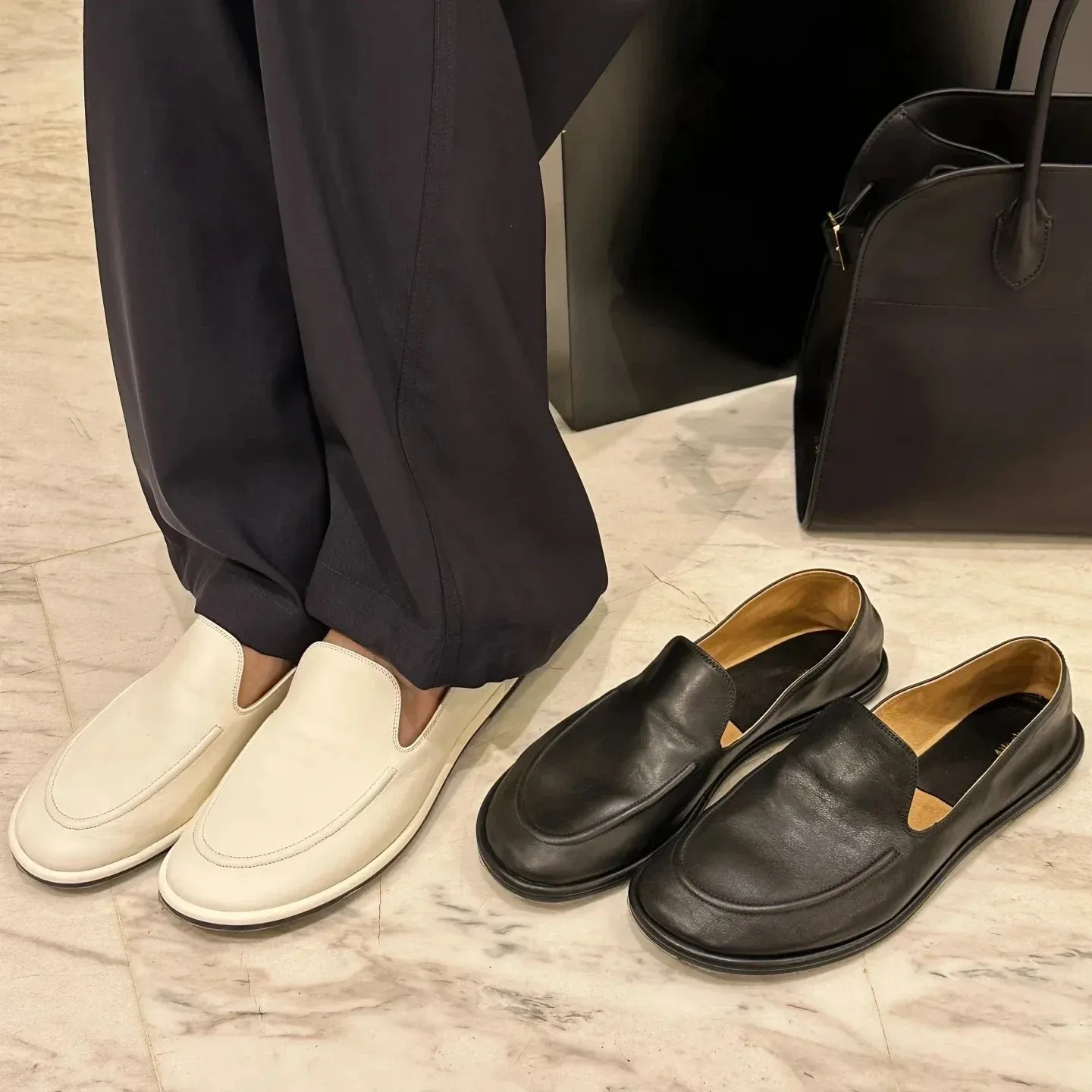 binfenxie  -  Loafers Women's Shoes 2025 New Spring Round Toe Slip-on Small Leather Shoes Casual Soft Leather Flat Mules