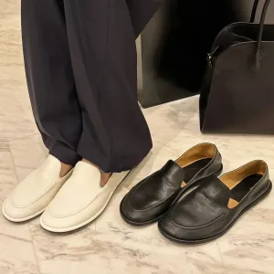 binfenxie  -  Loafers Women's Shoes 2025 New Spring Round Toe Slip-on Small Leather Shoes Casual Soft Leather Flat Mules