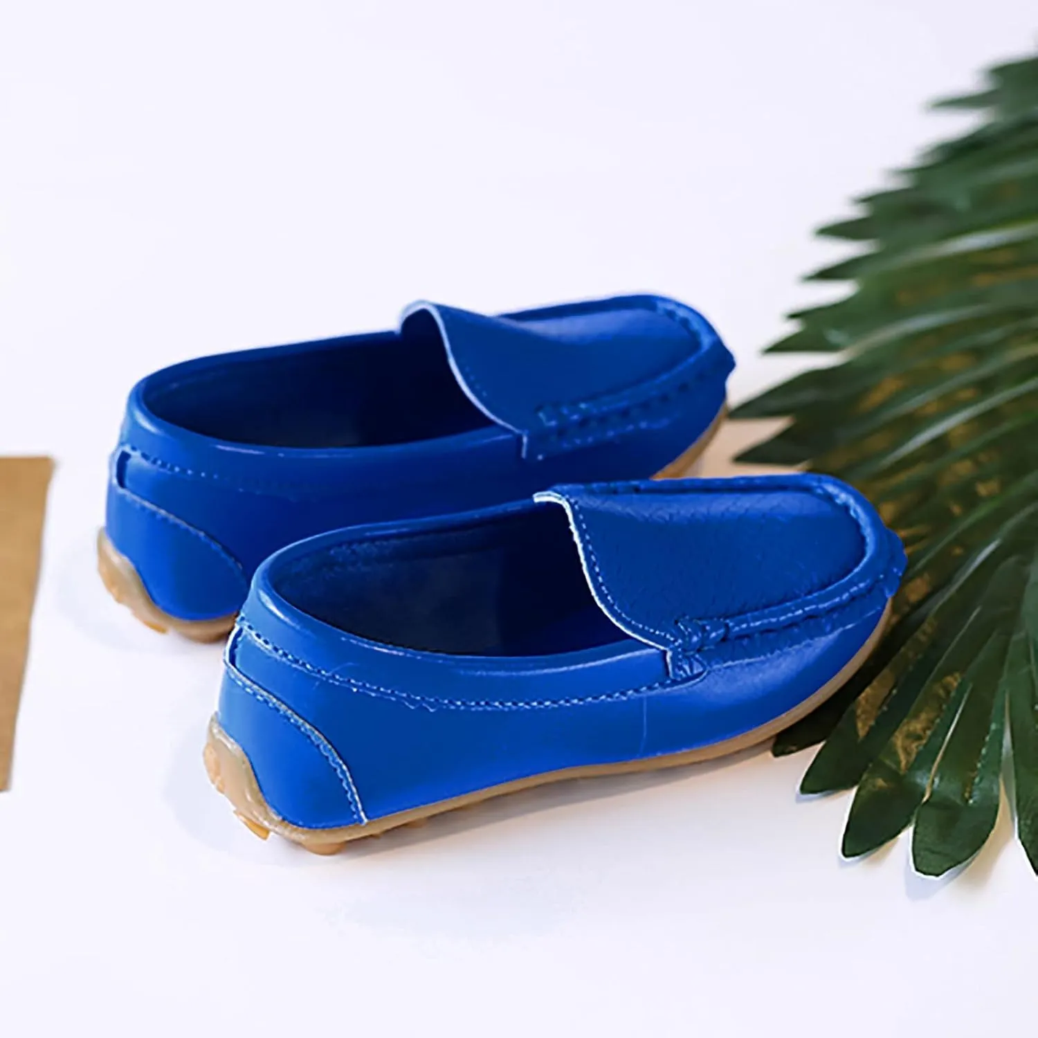 Boys Girls Leather Loafers Soft Slip-On Texture Flat Boat Dress occasin Schooling Daily Casual Walking Shoes