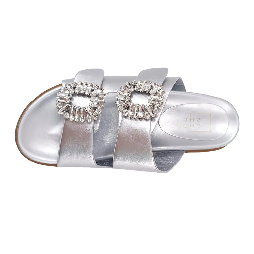 Bridget Rhinestone Slide Sandals
