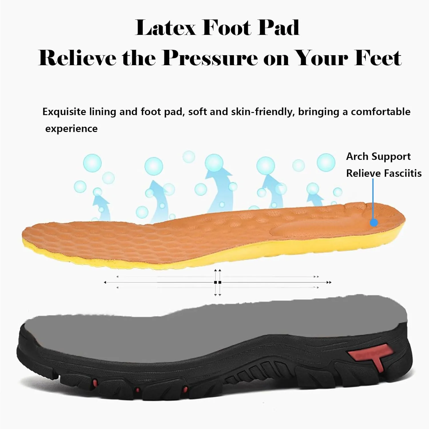 bumuam Mens Hiking Shoes Waterproof Lightweight Ankle Boots Mens Leather Slip-On Dress Loafers Walking Slippers for Men, Outdoor Trekking Camping Sneakers