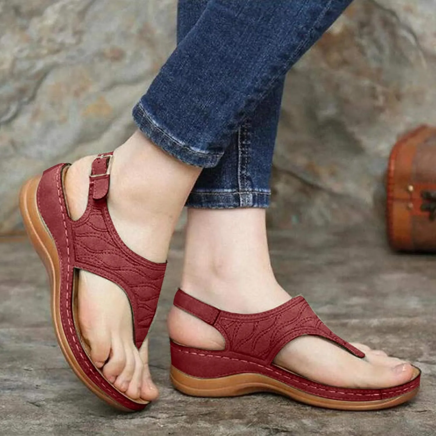 Cathalem Orthopedic Sandals for Women Arch Support 2024 Plus Size Casual Summer Shoes Comfy Lightweight Breathable Sandals