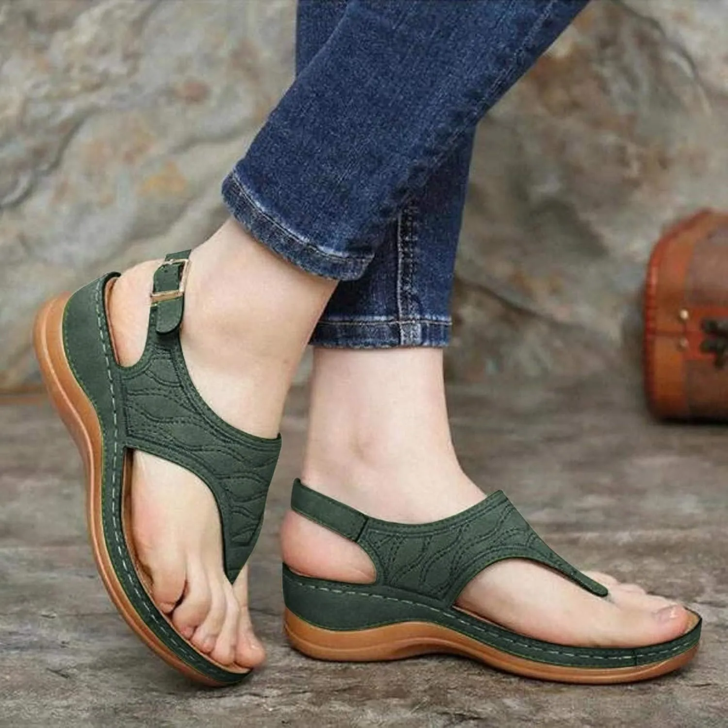 Cathalem Orthopedic Sandals for Women Arch Support 2024 Plus Size Casual Summer Shoes Comfy Lightweight Breathable Sandals