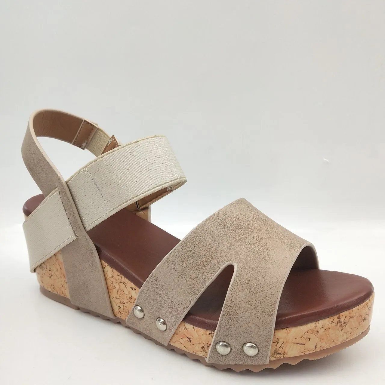 Chicvane Open Toe Cut Out  Slip-on Wedge Sandals