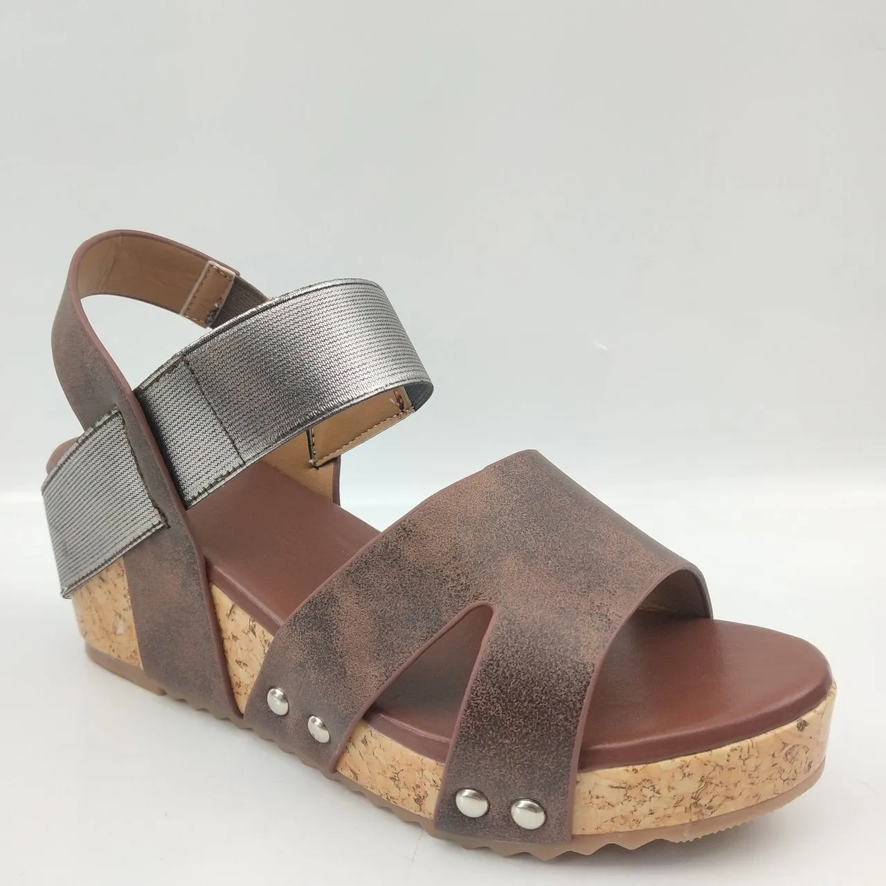 Chicvane Open Toe Cut Out  Slip-on Wedge Sandals