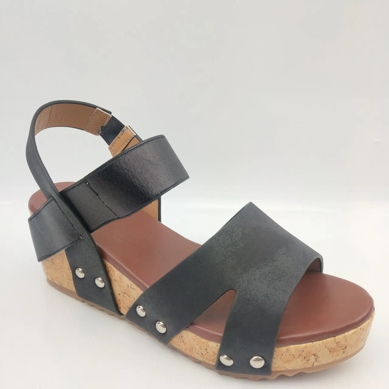 Chicvane Open Toe Cut Out  Slip-on Wedge Sandals