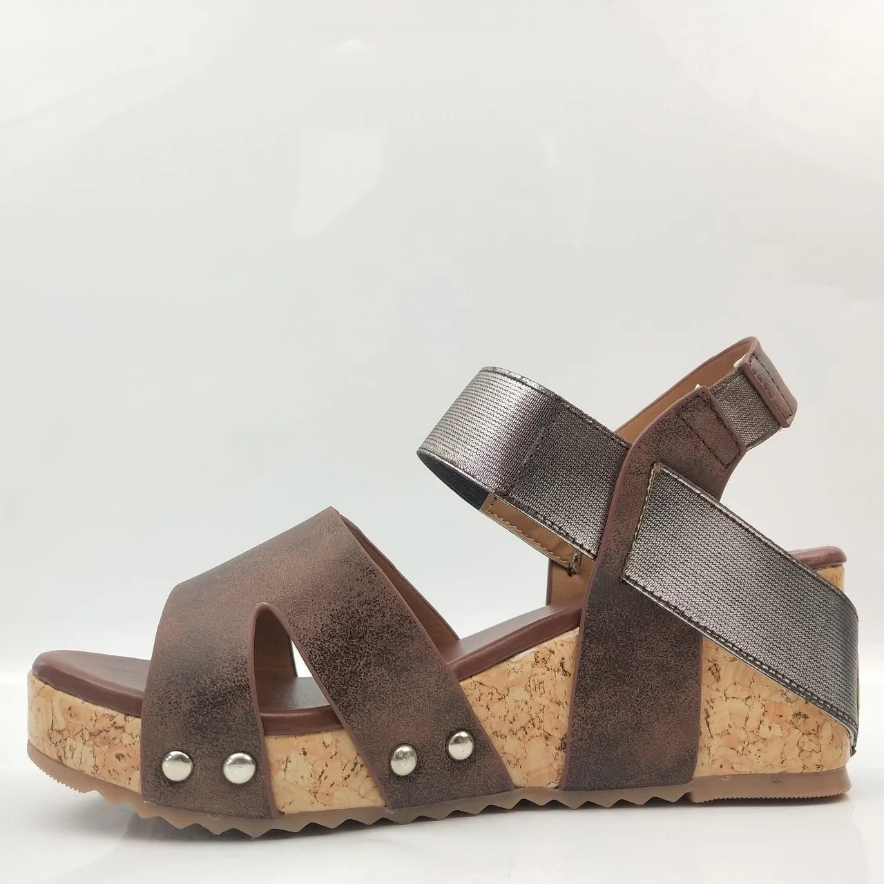 Chicvane Open Toe Cut Out  Slip-on Wedge Sandals
