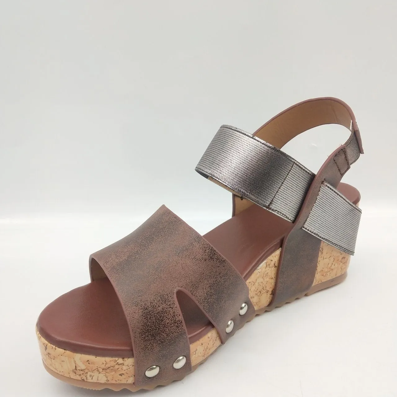 Chicvane Open Toe Cut Out  Slip-on Wedge Sandals