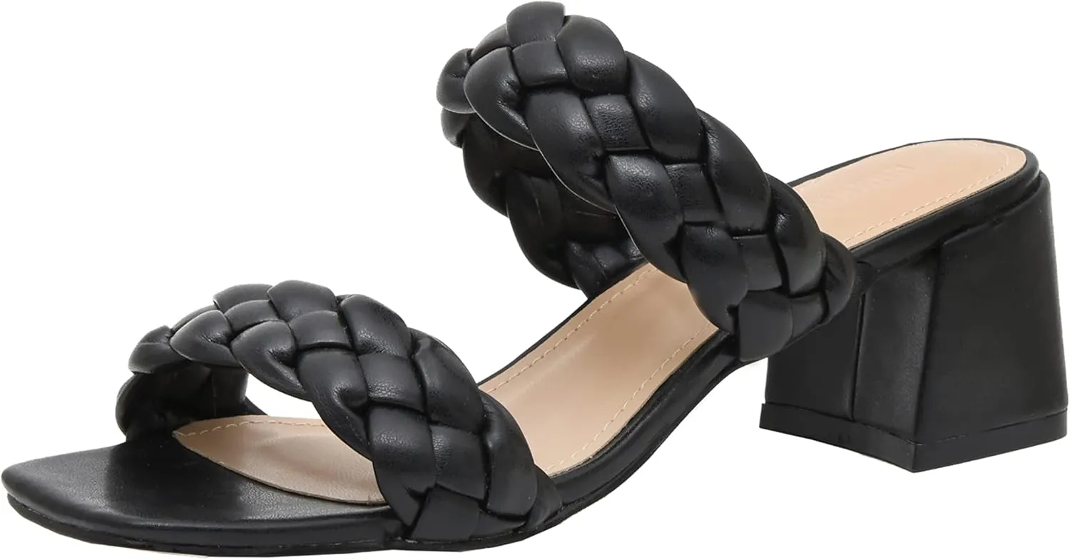 CUSHIONAIRE Women's Onyx braided Heel Sandal  Memory Foam, Wide Widths Available