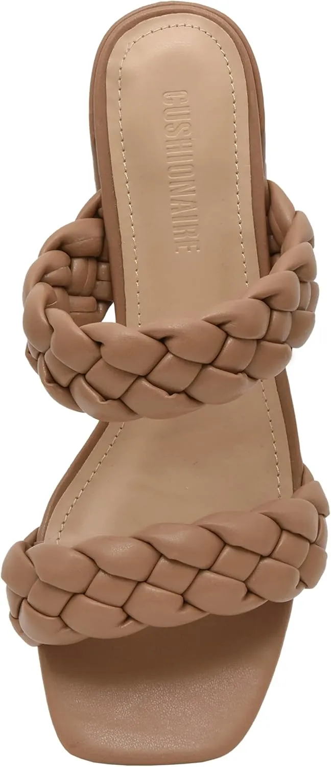 CUSHIONAIRE Women's Onyx braided Heel Sandal  Memory Foam, Wide Widths Available