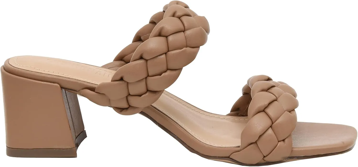 CUSHIONAIRE Women's Onyx braided Heel Sandal Memory Foam, Wide Widths Available