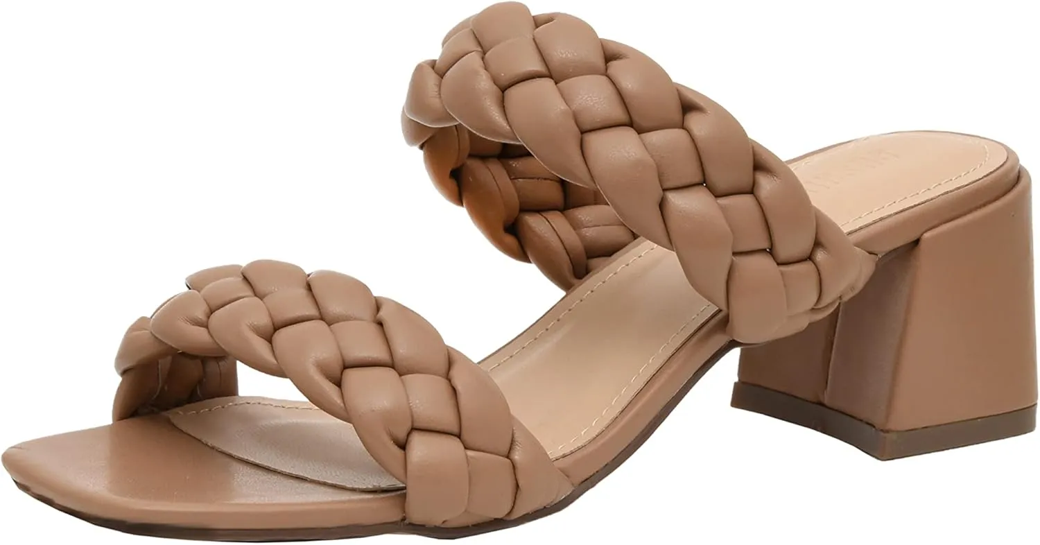 CUSHIONAIRE Women's Onyx braided Heel Sandal Memory Foam, Wide Widths Available