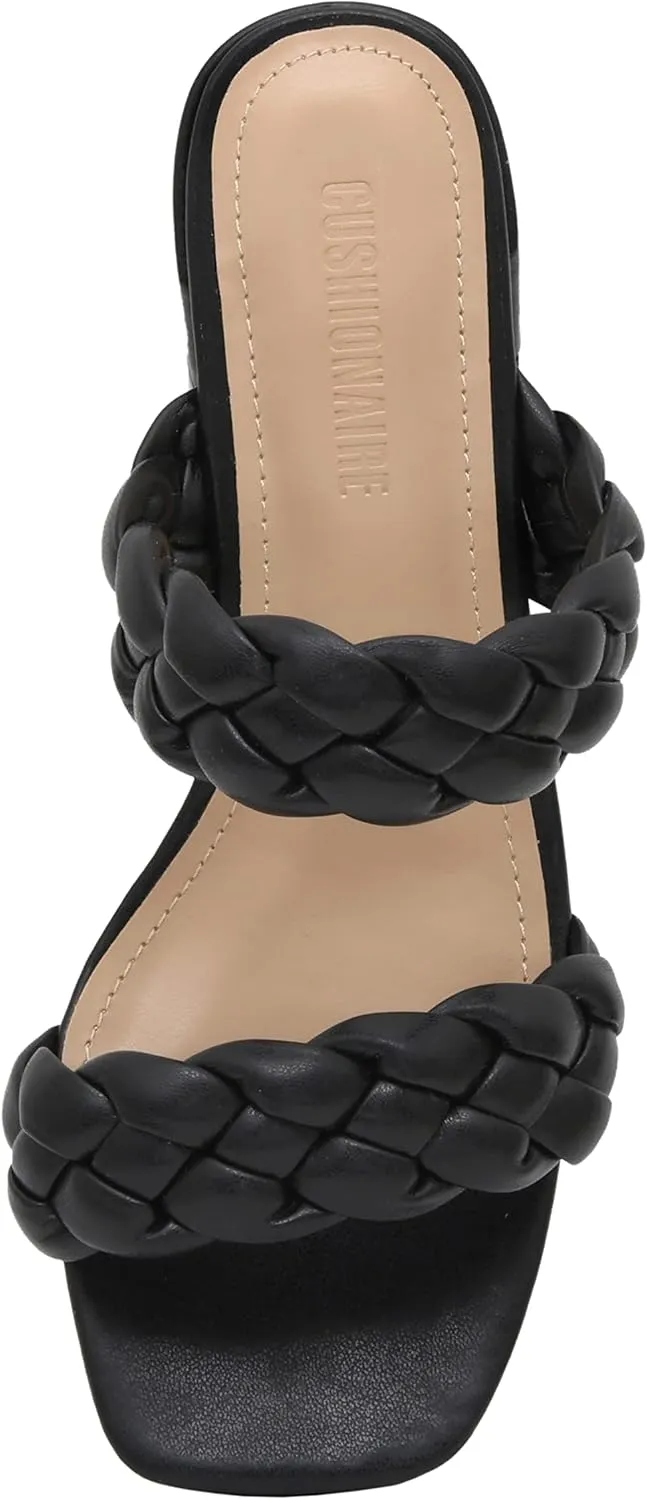 CUSHIONAIRE Women's Onyx braided Heel Sandal  Memory Foam, Wide Widths Available