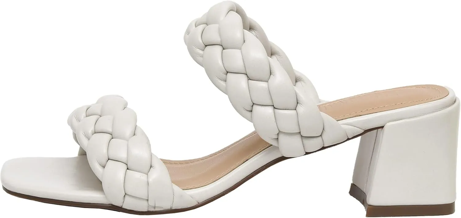 CUSHIONAIRE Women's Onyx braided Heel Sandal  Memory Foam, Wide Widths Available