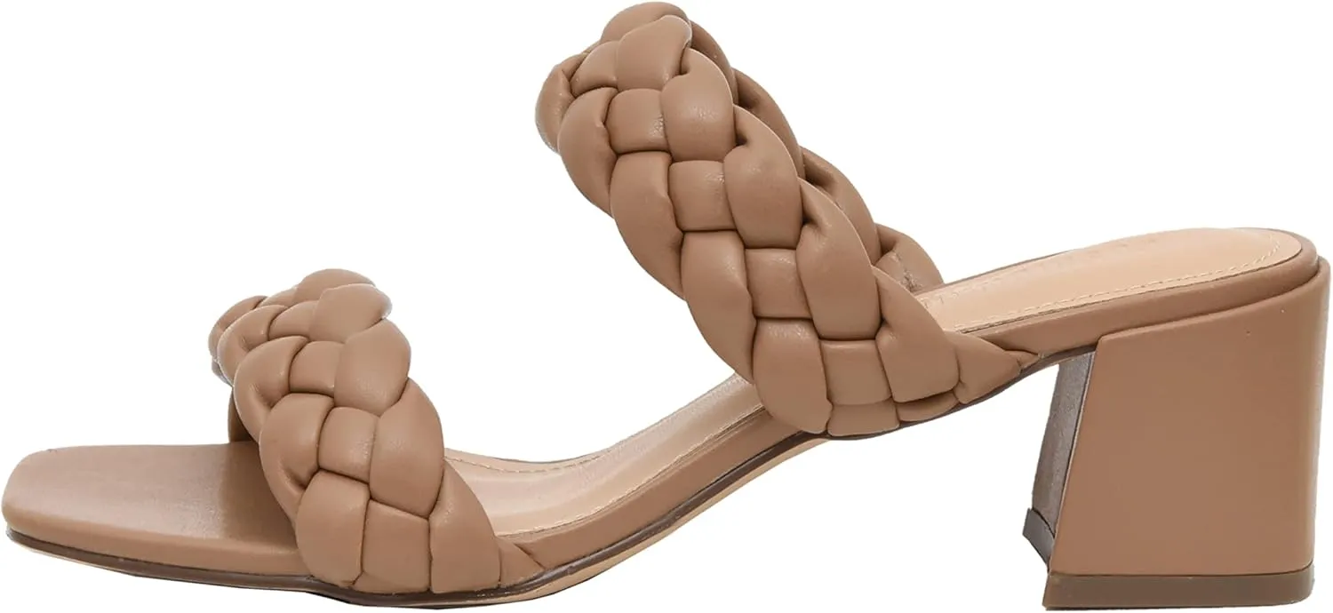 CUSHIONAIRE Women's Onyx braided Heel Sandal Memory Foam, Wide Widths Available