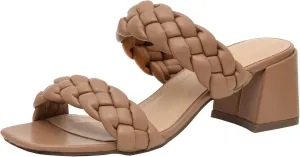 CUSHIONAIRE Women's Onyx braided Heel Sandal  Memory Foam, Wide Widths Available