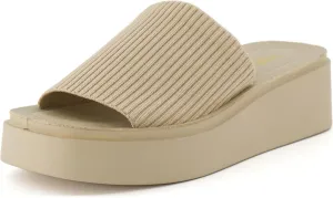 CUSHIONAIRE Women's Pim knit platform sandal with  Memory Foam