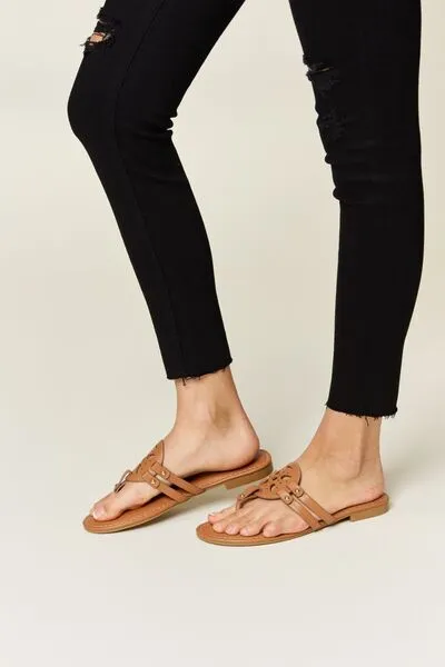 Cutout Vegan Leather Open Toe Sandals in Tan