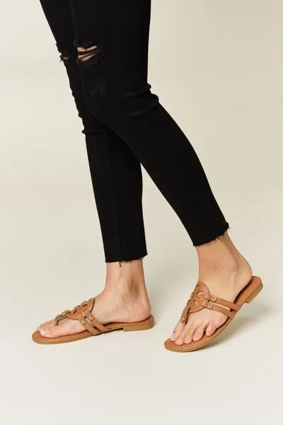 Cutout Vegan Leather Open Toe Sandals in Tan