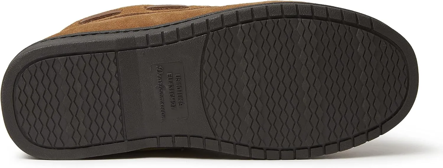 Dearfoams Men's Hudson Genuine Suede Memory Foam Moccasin Slipper with Tie