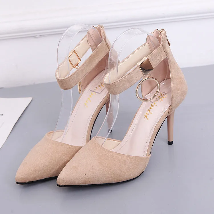 Decorate Pointed Toe Ankle Wrap Stiletto High Heels Party Shoes