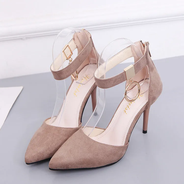 Decorate Pointed Toe Ankle Wrap Stiletto High Heels Party Shoes