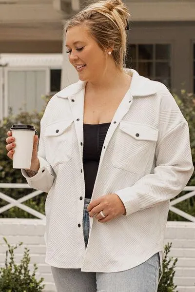 Dropped Shoulder Women's Plus Size White Jacket