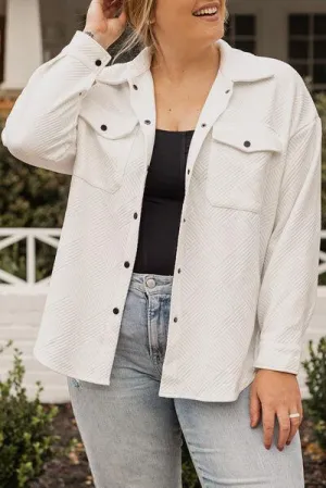 Dropped Shoulder Women's Plus Size White Jacket