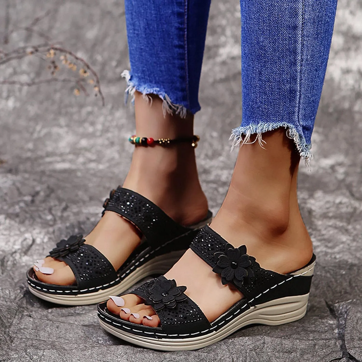Eduavar Sandals for Women Dressy Summer, Womens Sandals Dressy Comfortable Sandals Open Toe Slip On Walking Sandals Shoes