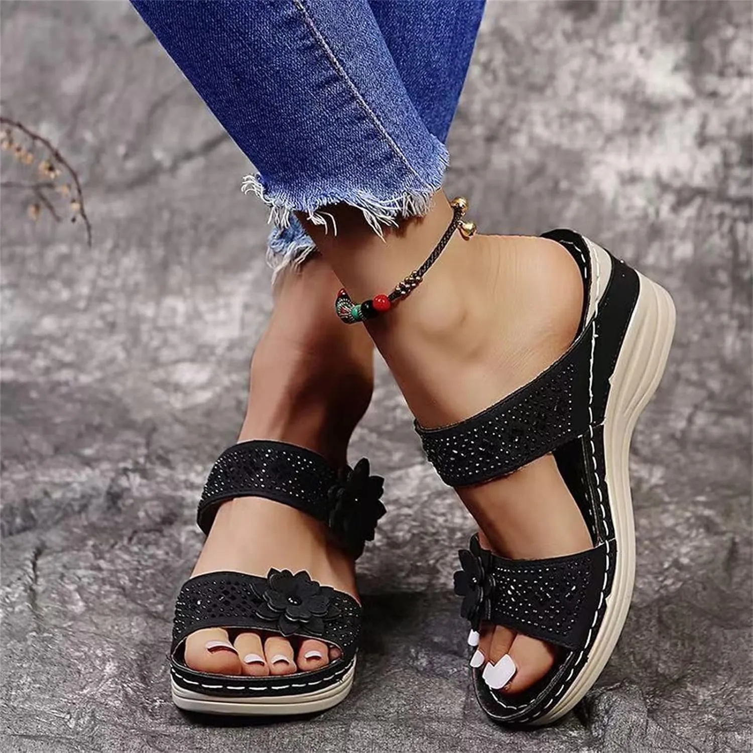 Eduavar Sandals for Women Dressy Summer, Womens Sandals Dressy Comfortable Sandals Open Toe Slip On Walking Sandals Shoes
